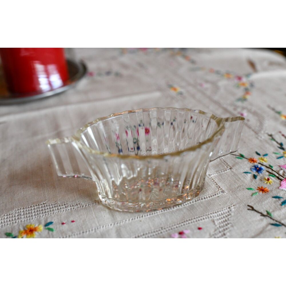 Open Sugar Bowl Salt Dip Heisey Ridgeleigh Art Deco Pattern Beveled Glass